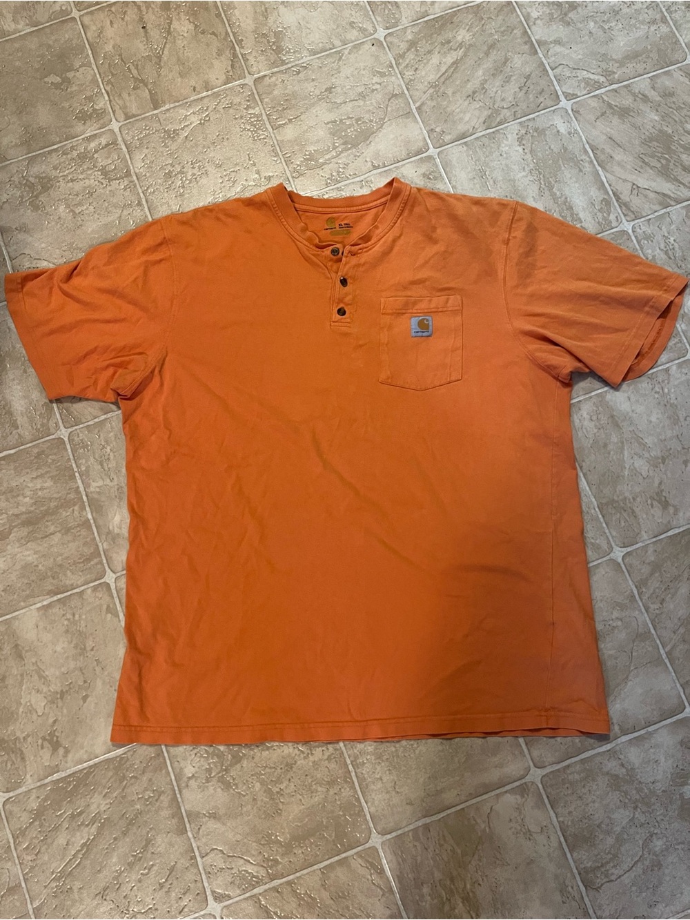 Carhartt Orange Short-Sleeve Henley with Pocket